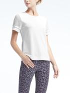 Banana Republic Womens Sheer Sleeve Tee With Ladder Lace - White
