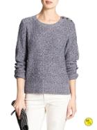 Banana Republic Factory Marled Button Shoulder Sweater Size L - Tapestry Navy