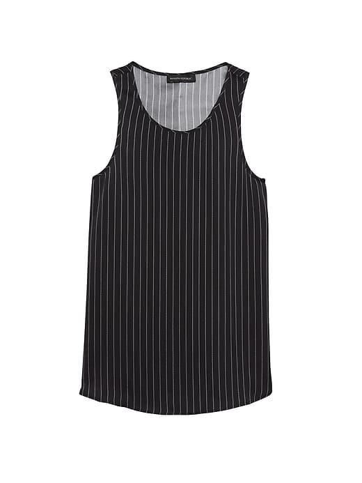 Banana Republic Womens Stripe Washable Stretch Silk Racerback Tank Black & White Size Xs