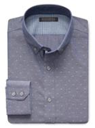 Banana Republic Mens Tailored Slim Fit Non Iron Diamond Shirt Size L Tall - Blue