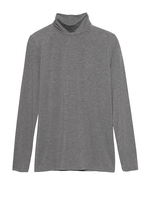 Banana Republic Womens Threadsoft Turtleneck T-shirt Dark Charcoal Gray Size Xxs