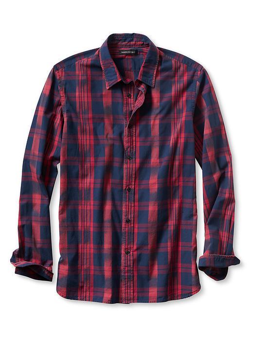 Banana Republic Mens Camden Fit Warp Print Shirt Size L Tall - Saucy Red