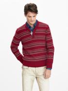 Banana Republic Mens Heritage Vee Henley Pullover Size L Tall - Red Heather