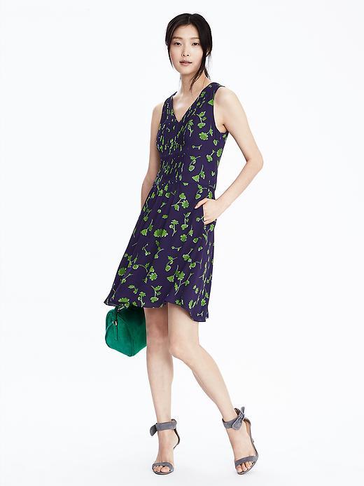 Banana Republic Womens Pleated Pocket Dress Size 0 - Blue Print