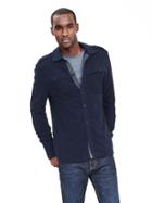 Banana Republic Mens Heritage Brushed Cotton Military Shirt Size L Tall - Preppy Navy