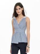 Banana Republic Womens Striped Cross Hem Tank Size 0 - Light Blue Stripe