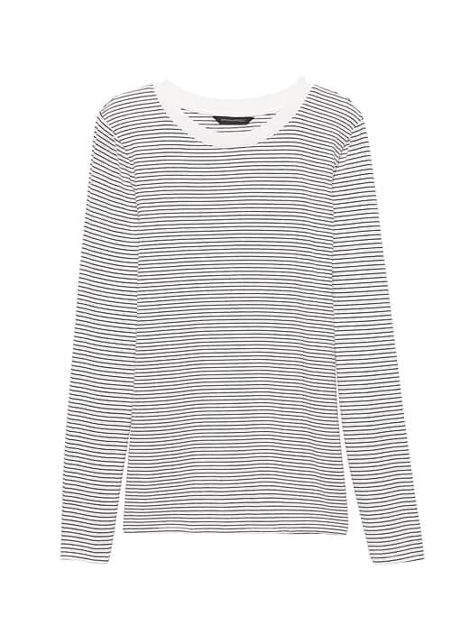 Banana Republic Womens Soft Stretch Crew-neck T-shirt Wide Stripe Size M
