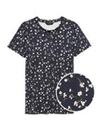 Banana Republic Womens Supima Cotton Floral T-shirt Navy Blue Size Xs