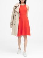 Banana Republic Womens Petite Stretch Racerback Fit-and-flare Dress Rich Orange Size 2