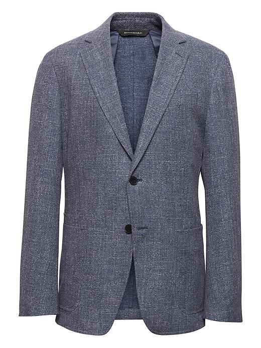 Banana Republic Mens Slim Blue Textured Italian Cotton Blazer Heather Light Blue Size 50