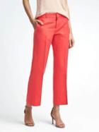 Banana Republic Womens Logan Fit Crop Linen Blend Pant - Bright Coral