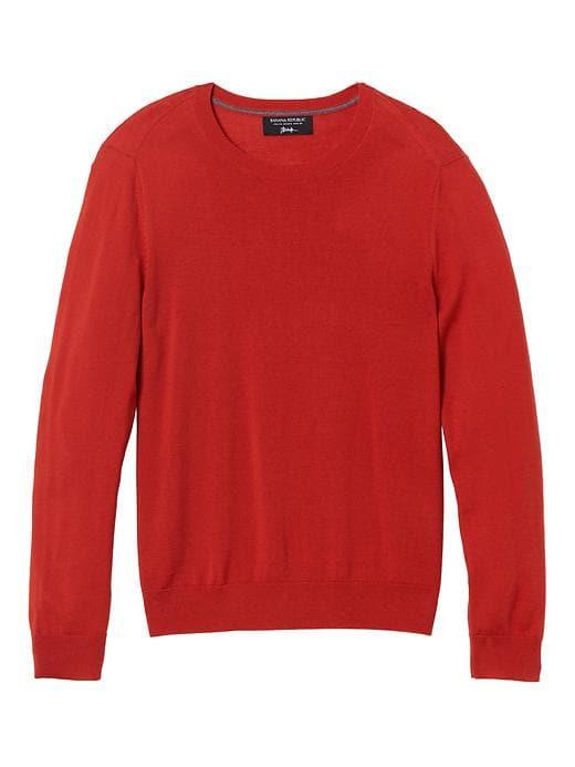Banana Republic Mens Italian Merino Wool Crew Pullover - Sazerac Red
