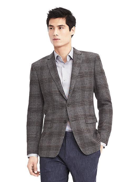 Banana Republic Mens Standard Grey Glen Plaid Sport Coat - Brown Glenplaid