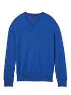 Banana Republic Mens Silk Cotton Cashmere V-neck Sweater Sapphire Blue Size S
