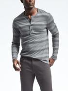 Banana Republic Mens Stripe Two In One Henley - Gray Tortoise