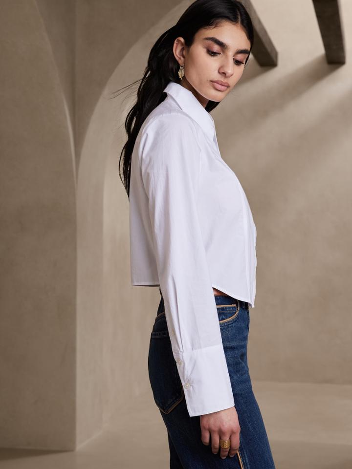 Sage Cropped Tuxedo Shirt