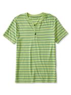Banana Republic Mens Short Sleeve Stripe Henley Size L Tall - Green