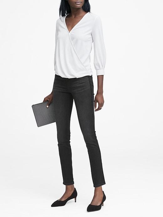 Banana Republic Womens Petite Skinny Black Jean With Velvet Side-stripe Black Size 29
