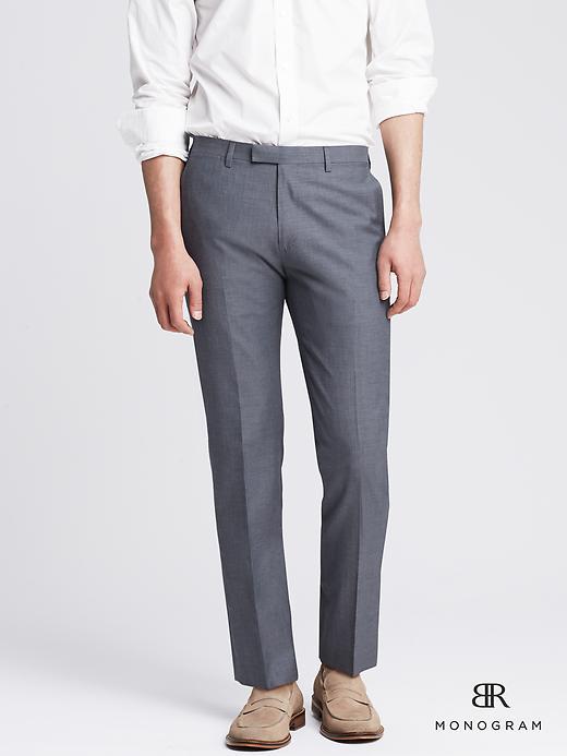 Banana Republic Monogram Blue Wool/cotton Suit Trouser Size 34w 36l Tall - Blue Dusk