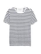 Banana Republic Mens Vintage 100% Cotton Stripe Crew-neck T-shirt Blue & White Size L
