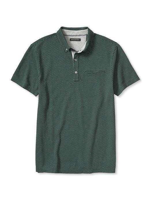 Banana Republic Mens Jacquard Pique Polo Size L Tall - Deep Hunter