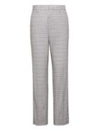 Banana Republic Mens Slim Non-iron Stretch Cotton Plaid Pant Light Gray Size 35w