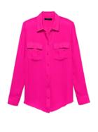 Banana Republic Womens Dillon Classic-fit Utility Shirt Hot Pink Size S