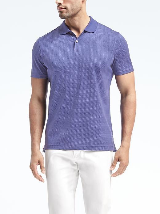 Banana Republic Mens Pique Birdseye Jacquard Polo - Dark Blue
