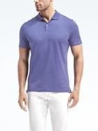 Banana Republic Mens Pique Birdseye Jacquard Polo - Dark Blue