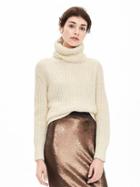 Banana Republic Womens Mixed Stitch Turtleneck Pullover Size L - Cocoon