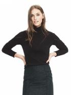 Banana Republic Womens Extra Fine Merino Chevron Turtleneck - Black