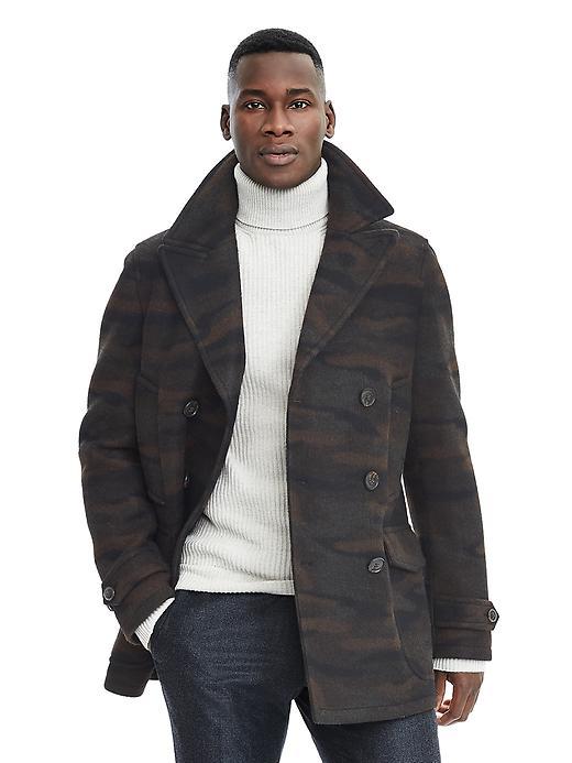 Banana Republic Mens Heritage Camo Peacoat - Green