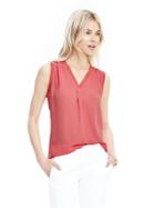 Banana Republic Womens Sleeveless Pleated Vee Top Size L - Guava 1