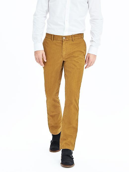Banana Republic Mens Aiden Slim Herringbone Bedford Chino Size 32w 36l Tall - Yellow