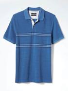 Banana Republic Mens Pique Stripe Polo - Antique Blue