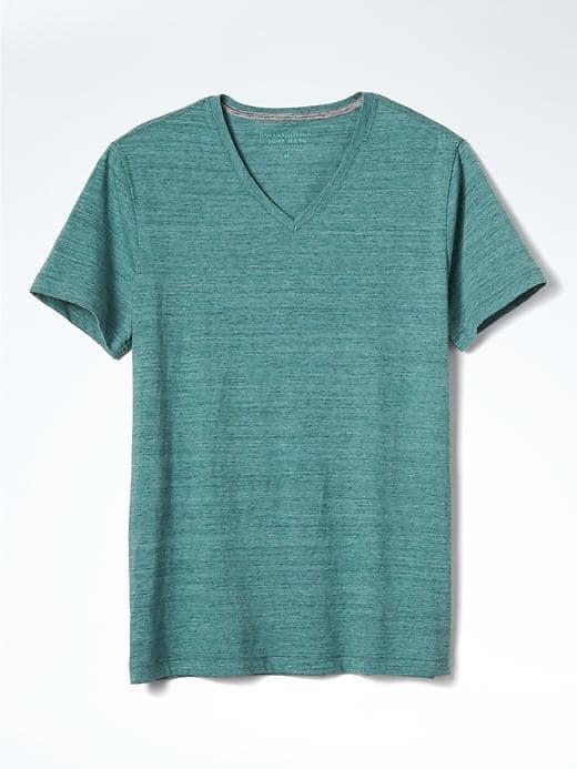 Banana Republic Mens Short Sleeve Soft Wash Vee - Trendy Green