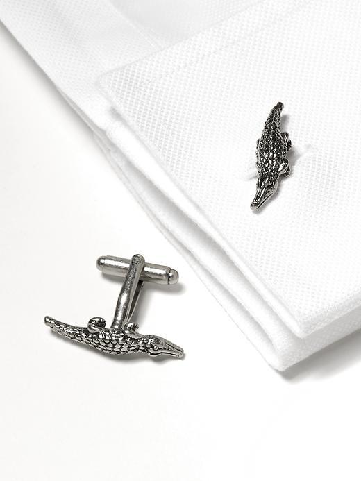 Banana Republic Mens Alligator Cuff Link Size One Size - Silver