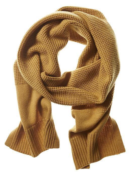 Banana Republic Mens Waffle Knit Extra Fine Merino Wool Scarf Size One Size - Mustard