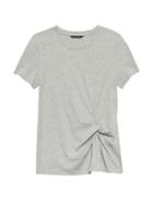 Banana Republic Womens Petite Supima Cotton Side-twist T-shirt Heather Gray Size Xxs