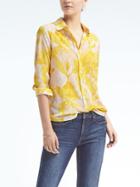 Banana Republic Womens Easy Care Floral Dillon Fit Shirt - Yellow Floral