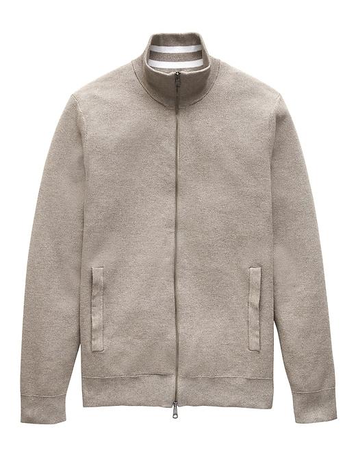Banana Republic Mens Supima Cotton Sweater Jacket Light Khaki Size L