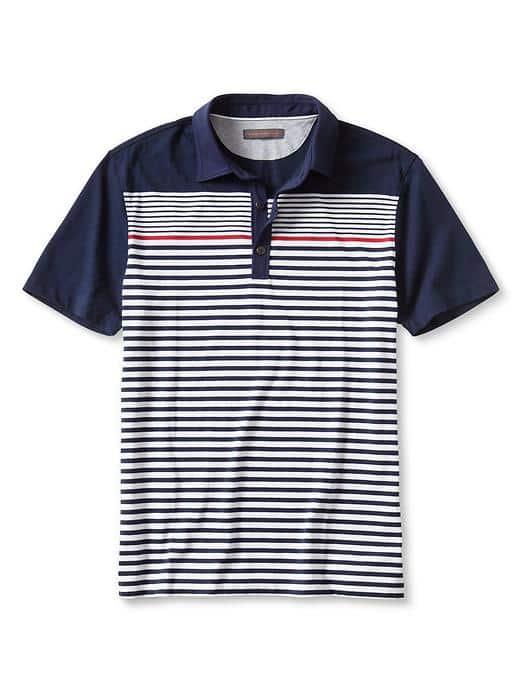 Banana Republic Performance Multi Stripe Polo - Navy