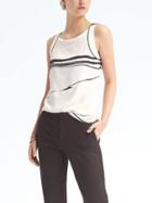 Banana Republic Womens Easy Care Cutaway Framed Top - Black Print