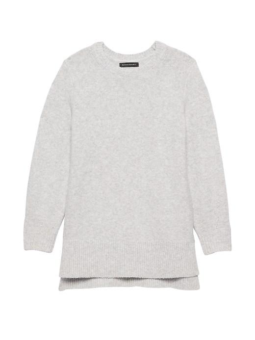 Banana Republic Womens Plush Wool Blend Tunic Sweater Heather Gray Size S