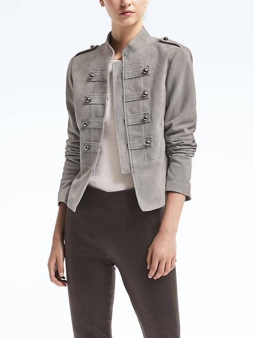Banana Republic Womens Suede Band Jacket - Gray