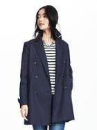 Banana Republic Womens Denim Double Breasted Coat Size L - Dark Denim