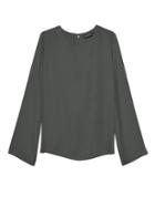 Banana Republic Womens Solid Bell-sleeve Top Midnight Gray Size S