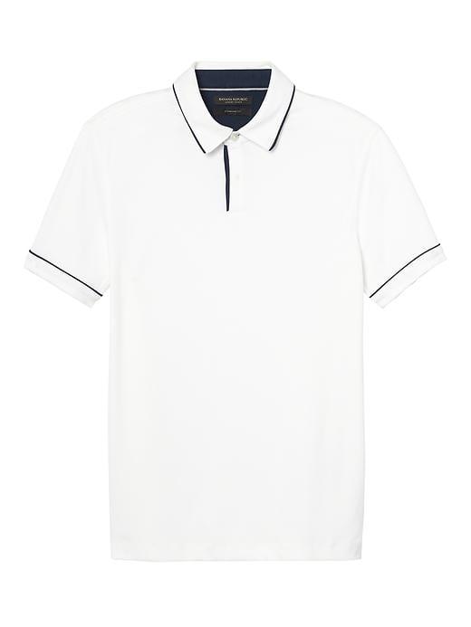 Banana Republic Mens Luxury Touch Contrast Piping Polo - White