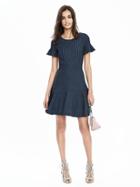 Banana Republic Womens Flutter Pinstripe Dress Size 0 Petite - Blue Stripe