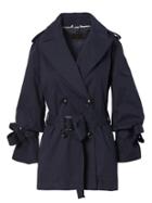 Banana Republic Womens Water-resistant Tie-sleeve Trench Navy Size Xl
